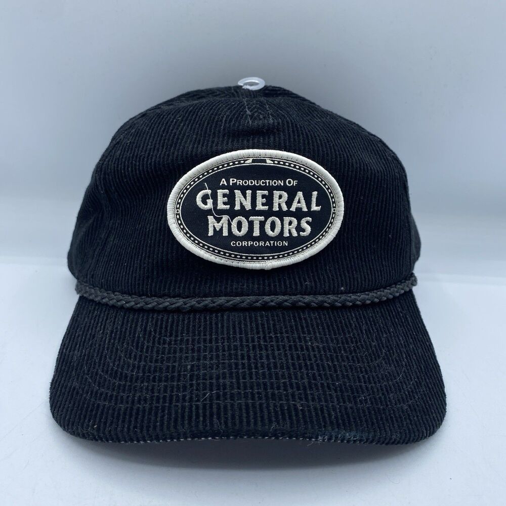 General Motors Hat Mens OSFM Black Corduroy Adjustable Cars Speed NWOT